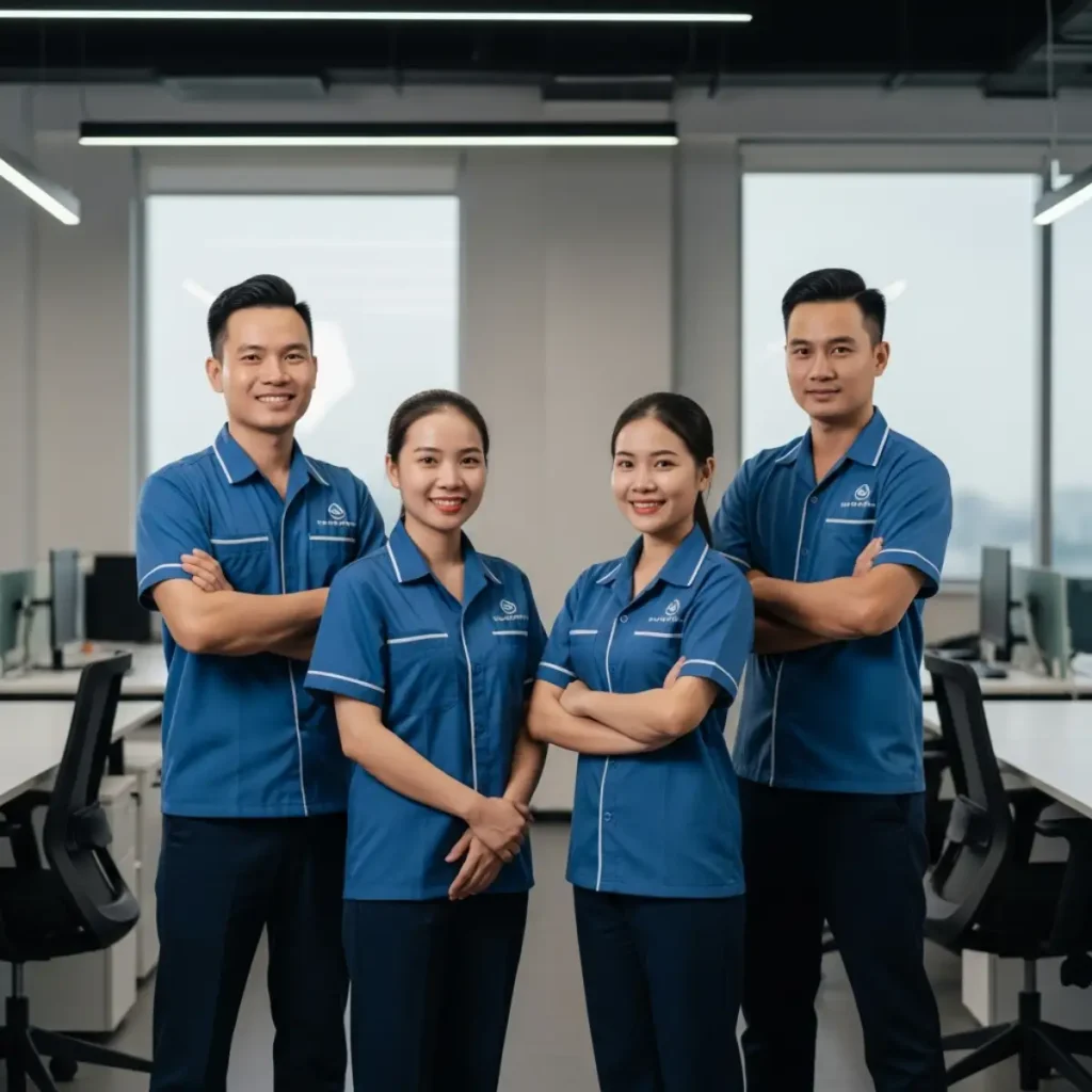 Đội ngũ nhân viên vệ sinh chuyên nghiệp ALOBABA Hà Nội