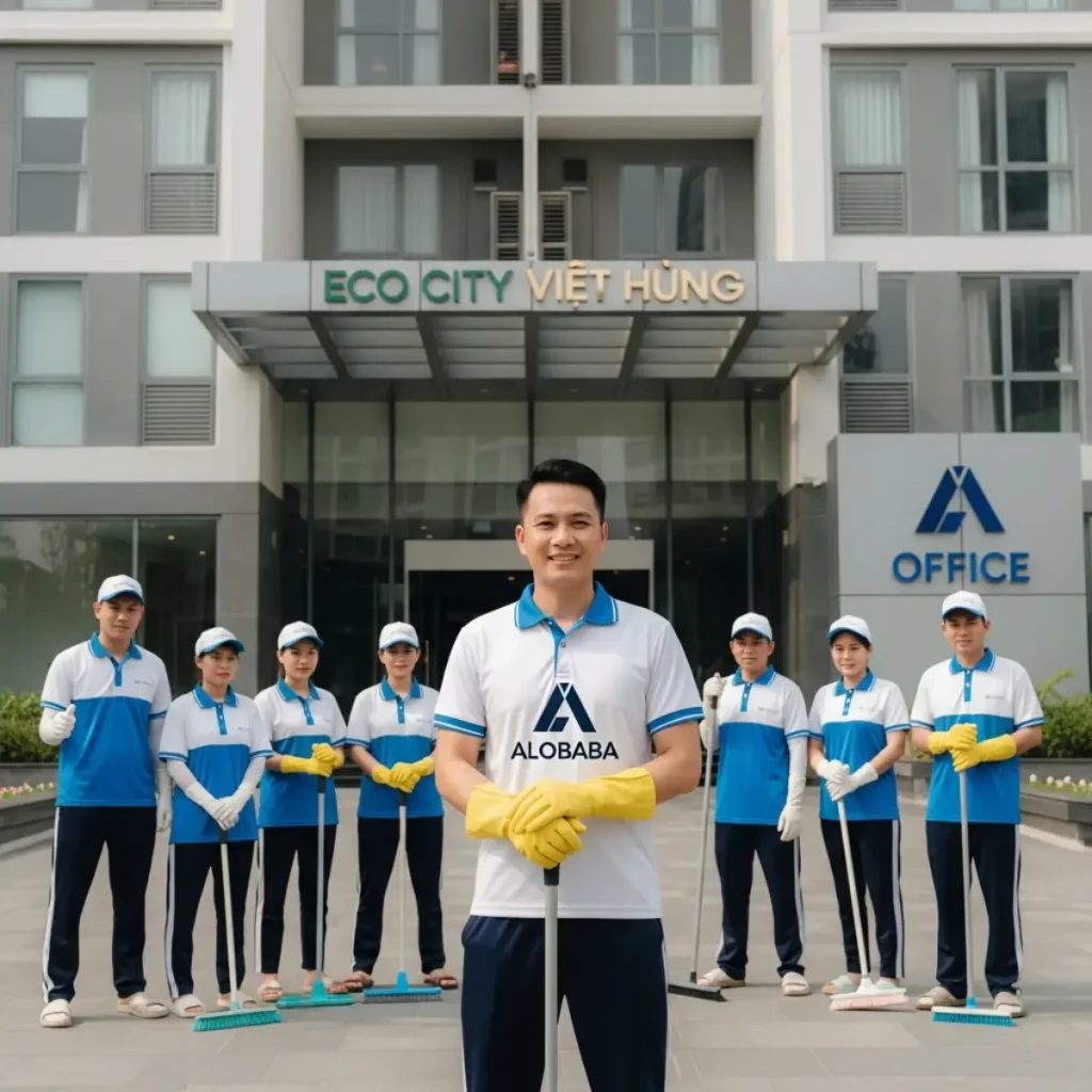 Dịch vụ vệ sinh chuyên nghiệp tại khu đô thị Việt Hưng Long Biên của ALOBABA