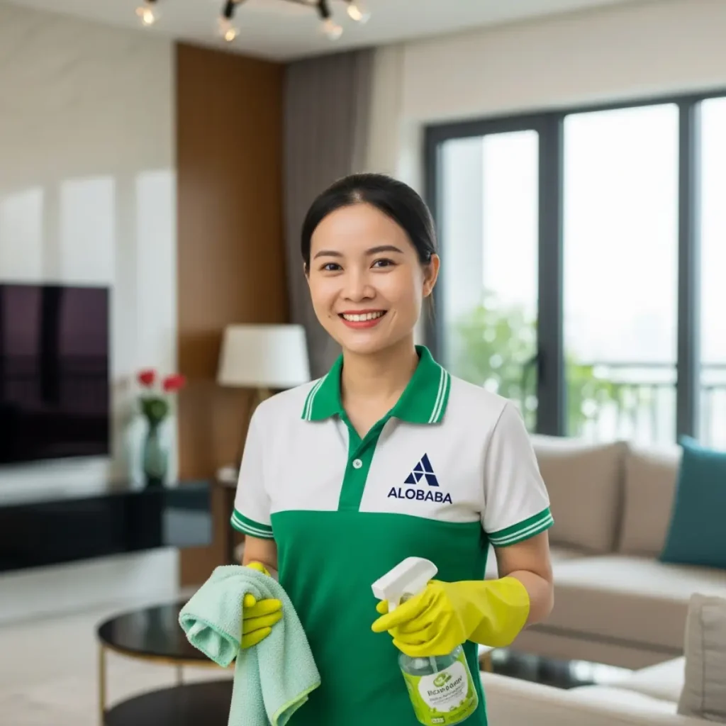 Nhân viên dọn nhà theo giờ ALOBABA phục vụ tại quận Long Biên Hà Nội