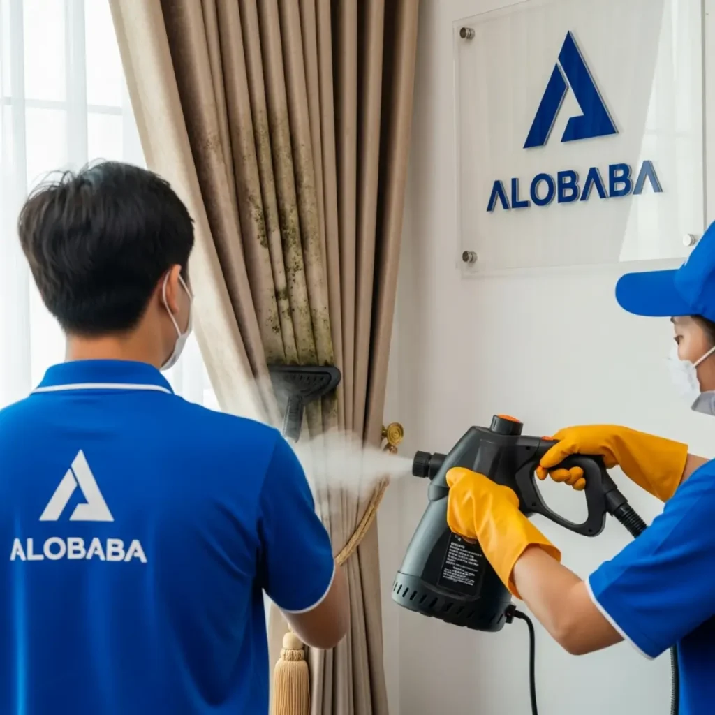 Quy trình giặt rèm bằng hơi nước nóng diệt khuẩn 140 độ C