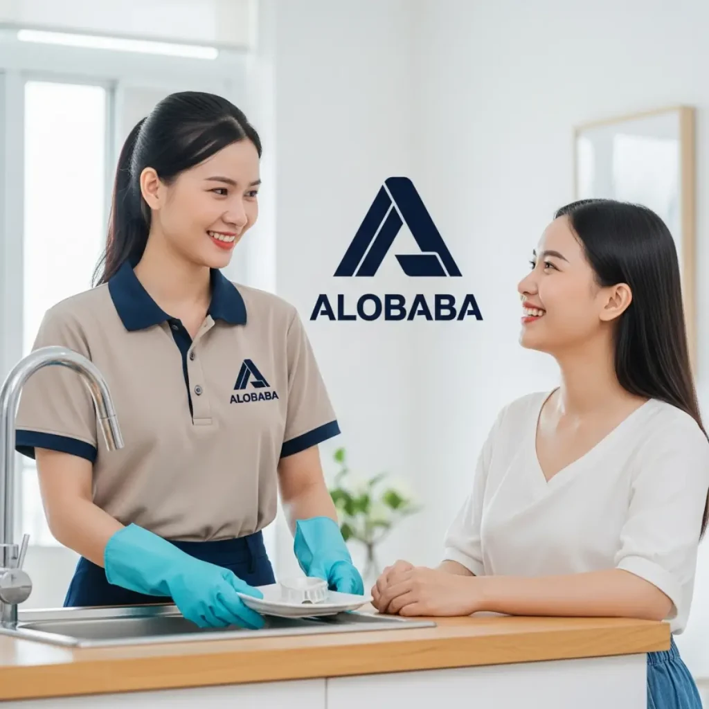 Nhân viên ALOBABA bàn giao căn hộ sạch sẽ cho khách hàng tại Sài Đồng
