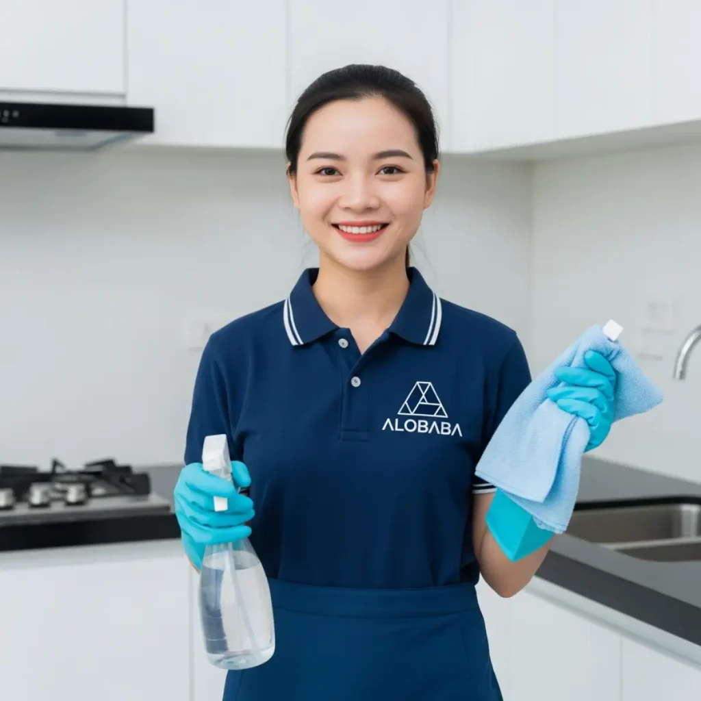 Nhân viên vệ sinh ALOBABA chuyên nghiệp và tận tâm tại khu vực Long Biên