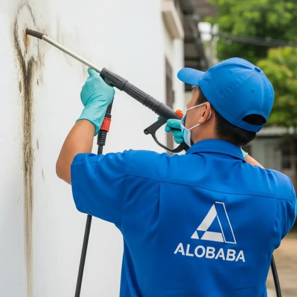Xử lý nấm mốc cho nhà phố ven sông Đuống bằng máy hơi nước nóng